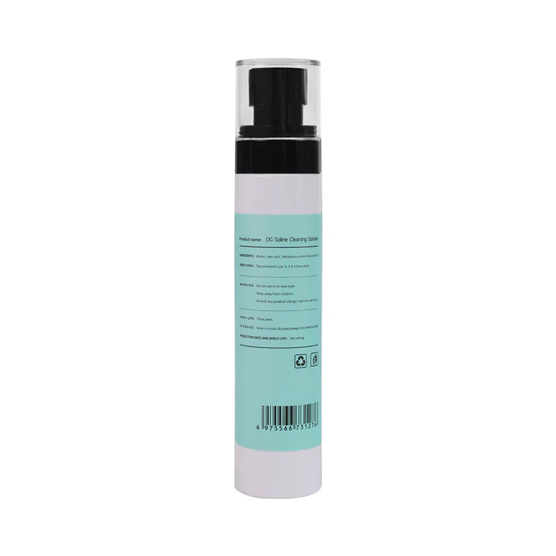 OG Saline Cleaning Solution 100ml spray – sterile, skin-safe cleanser for tattoo prep, fresh ink, and wound care, pharmaceutical-grade sodium chloride, hygienic spray nozzle